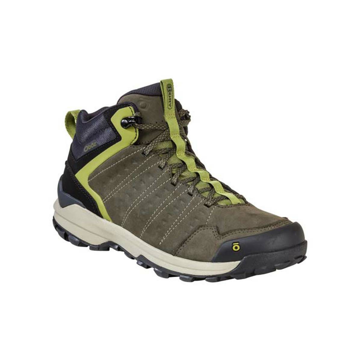 Men's Oboz Sypes Mid Leather Waterproof Hiking Boots Olive | JW1205346